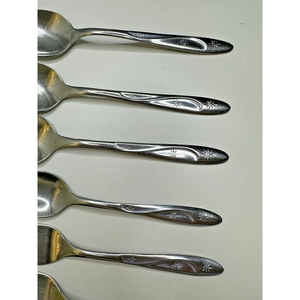 Americana Star Starburst 7 pc Atomic MCM Stainless Flatware USA Forks Spoons